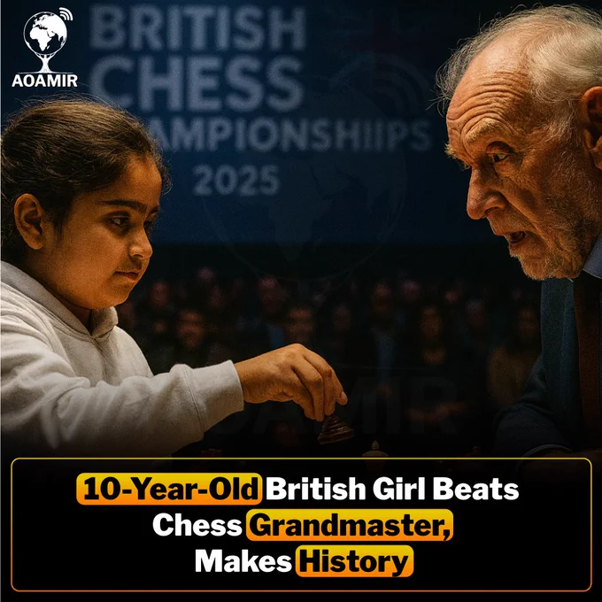 A 10-year-old girl from the United Kingdom, Bodhana Sivanandan, has made history by becoming the youngest female chess player to defeat a grandmaster. She triumphed over 60-year-old Peter Wells in the final round of the 2025 British Chess Championships in Liverpool, earning the prestigious Woman International Master title. Bodhana started playing chess at age five and has quickly risen to become one of the most promising young talents in the sport. Her achievement is inspiring young players, especially girls, to pursue chess and break barriers in the game.


Disclaimer: This image is AI-generated and used for illustrative purposes only.


#ChessProdigy #YoungTalent #UKChess #WomenInChess #ChessHistory #BodhanaSivanandan #InspiringYoungMinds #ChessChampion #NextGenChess
