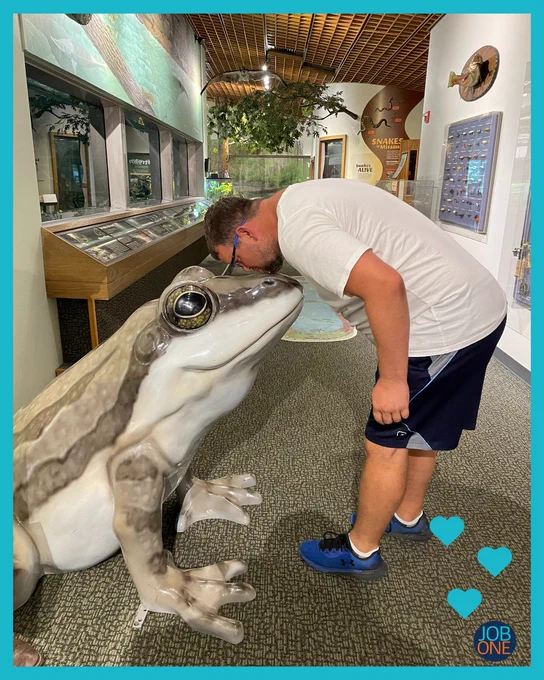 Brian kissing a frog to see if it transforms into a princess