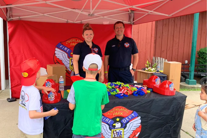 Kids visit the OP Fire Department booth