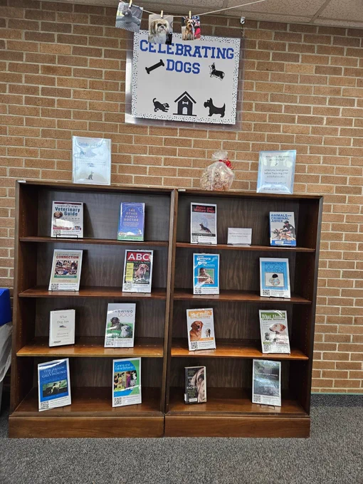 PHSCEastCampus library, PHSCLibraries, International Dog Day, PHSCedu, book display