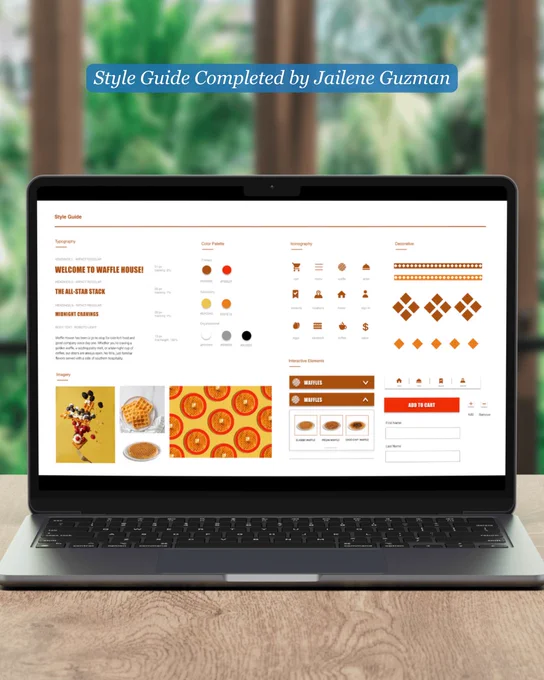 A screenshot of a Style Guide project created by Jailene Guzman on a laptop.