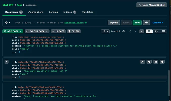 MongoDb , where All data is storing data of  User  and model