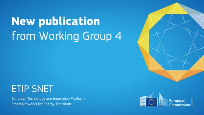 New publication from ETIP SNET working group 4. Blue background and on the right, the yellow, orange and white illustration of ETIP SNET visual identity.