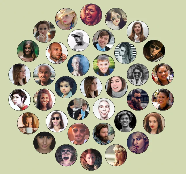 A circular gallery of random images