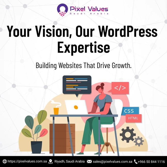 At Pixel Values Technolabs Saudi Arabia, we turn your vision into powerful, business-driven WordPress websites. With over half a decade of expertise, our developers deliver solutions that look stunning, function seamlessly, and drive measurable growth.

✨ Why Choose Us?
✅ Customized WordPress solutions
✅ Advanced features & rich functionality
✅ Expert CMS development for full content control
✅ Proven results to achieve your business goals

💡 WordPress isn’t just a platform—it’s the key to limitless possibilities. Let’s design, develop, and deploy a website that makes your brand shine!


