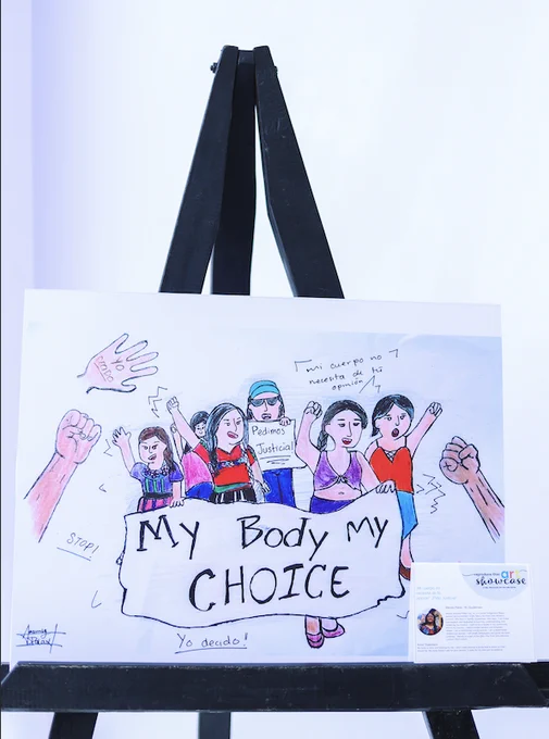 Wendy's award-winning artwork at the She's the First Reproduce This art show.
