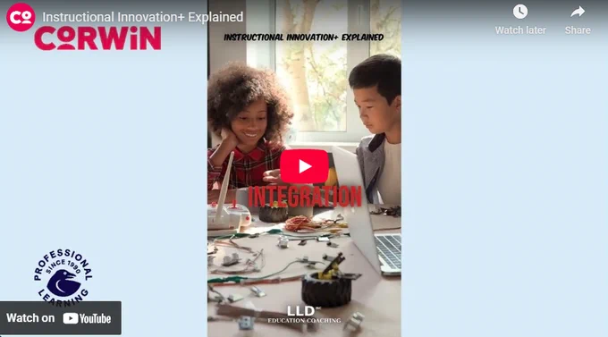 Screenshot from the Instructional Innovation explained video, featuring two students collaborating in a STEAM class. 