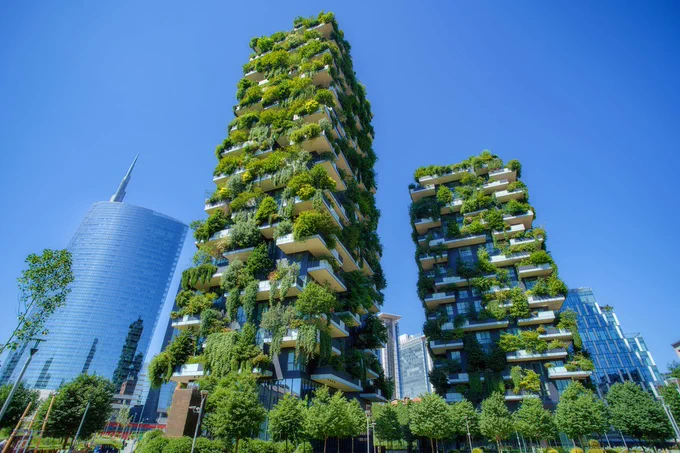 Bosco Verticale in Milan Porta Nuova district also known as Vertical forest buildings