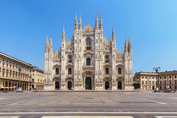 Milan Cathedral (Duomo di Milano) on piazza in Milan, Italy