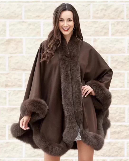 cashmere cape in brown
