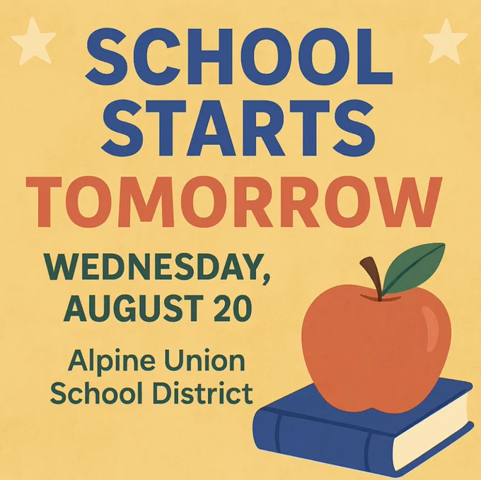 School Starts Tomorrow, August 20