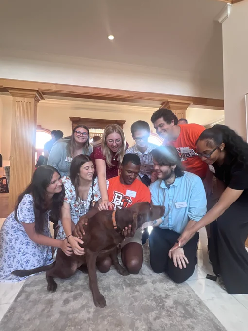 Orientation Leaders pet Fiona