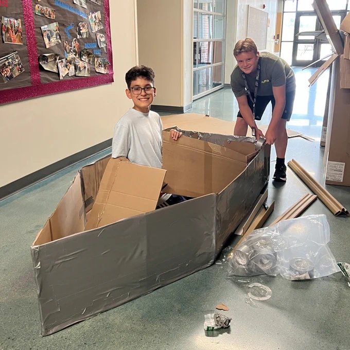 EMS cardboard boat building teams have only a few more days to finish their build  