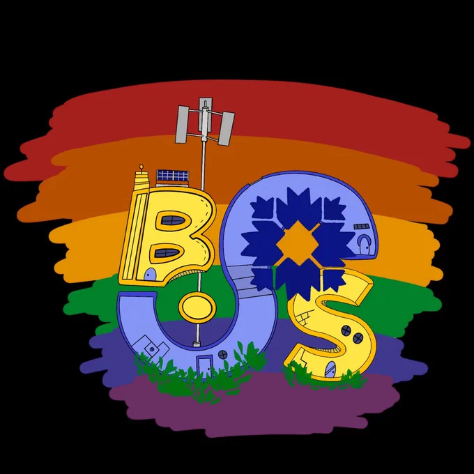 The BSides Bloomington logo is set against a rainbow backdrop. 