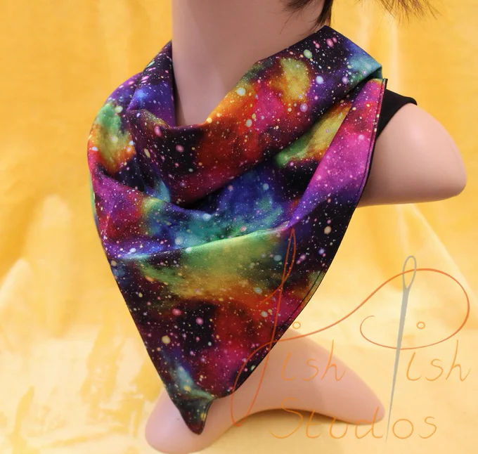 galactic flavour bandanas! This one has a black backing, available in the etsy store