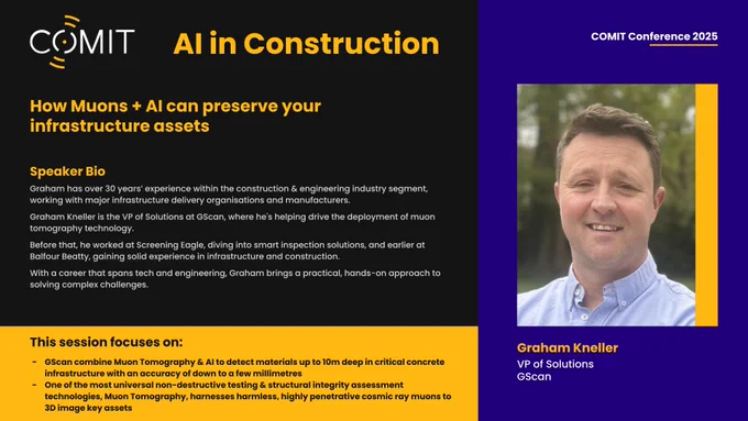 Confirmed Speaker for the #COMIT2025 #Conference & #Exhibition - https://www.comit.org.uk/event-details-registration/comit-conference-2025
👥 Graham Kneller, VP of Solutions, GScan - https://www.linkedin.com/in/graham-kneller-1a19b57a/