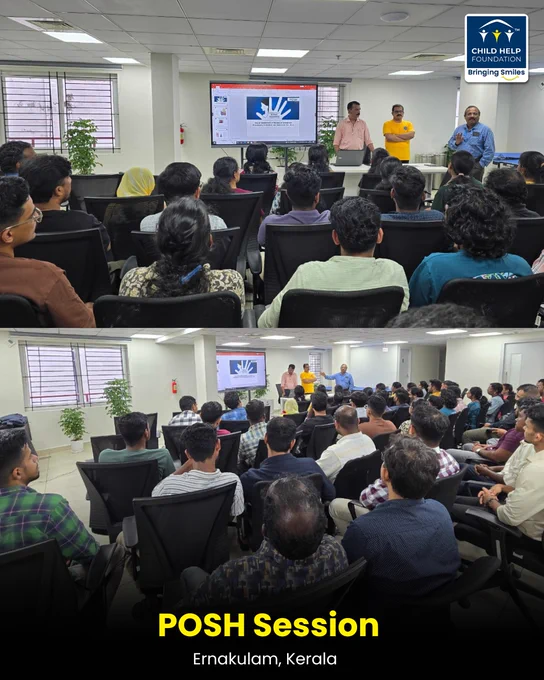 Child Help Foundation conducting POSH (Prevention of Sexual Harassment) awareness sessions in Ernakulam, Kerala, through interactive discussions to promote safe, inclusive, and respectful workplaces.