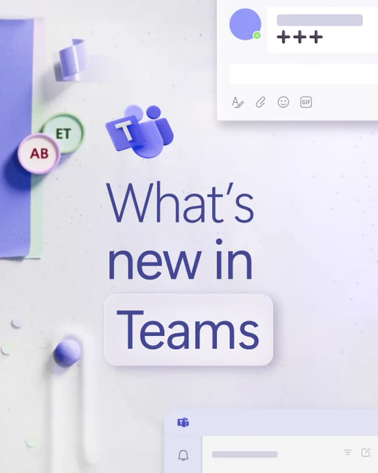 Text reads, "What's new in Teams"