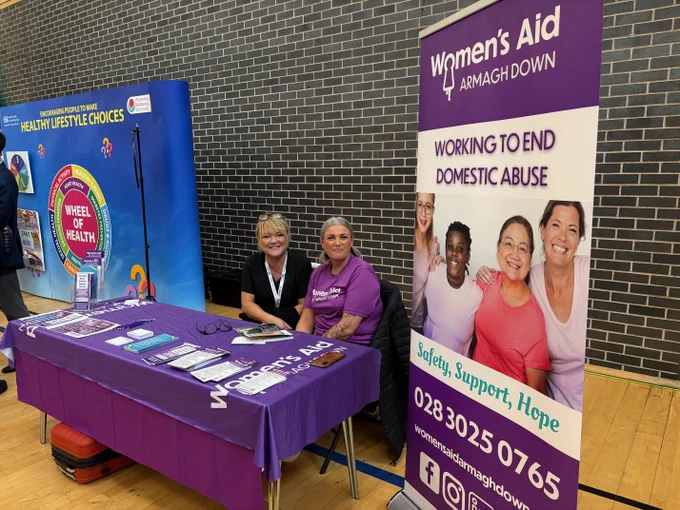 Southern GP Federation Senior Mental Health Practitioner, Helen Armstrong, speaking to Tina at Women’s Aid. 