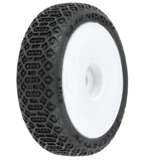 This is a set of Electron 2.0 Front and Rear Micro-B Tires. The Electron 2.0 has been carefully scaled down to micro size. Connected tire tread technology improves traction and wear on even the most abrasive of track conditions. The square center pins between the connected tread provide consistent forward and side bite.

The Electron 2.0 is constructed on Pro-Line's latest generation carcass profile that utilizes a single arc to create the sidewall geometry, then transitions from the sidewall to the crown with a larger radius resulting in a rounder and less edgy appearance. Racers can expect the Electron 2.0 tires to deliver improved consistency, drivability, and durability.