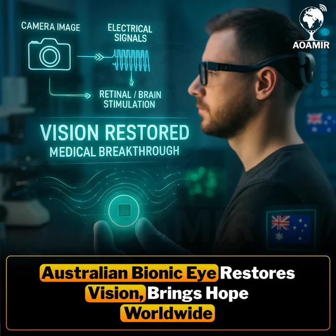 Australian researchers have developed a groundbreaking bionic eye that can help restore vision for people living with blindness caused by retinal diseases. The device works by converting images from a small camera into electrical signals that stimulate retinal or brain cells, allowing users to perceive shapes, edges, and movement. Early trials have shown improved quality of life and greater independence for recipients. This innovation brings hope to millions worldwide and marks a major step forward in medical technology.

Disclaimer: This image is AI-generated and used for illustrative purposes only.

#BionicEye #VisionRestoration #Innovation #MedicalTechnology #AOAMIR
