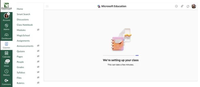 screenshot of Canvas and Microsoft 