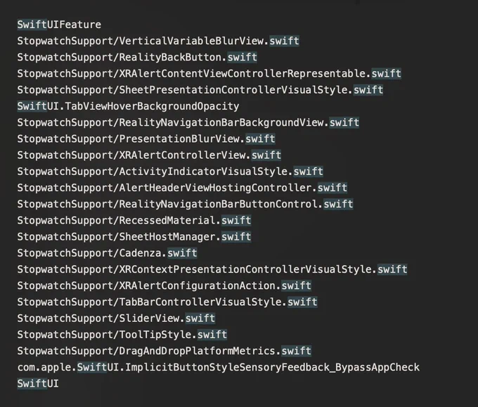 Relative .swift source code paths in StopwatchSupport, which look very similar naming-wise to DesignLibrary.