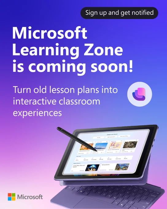 Microsoft Learning Zone is coming soon! Turn old lessons plans into interactive classroom experiences. Sign up and get notified.