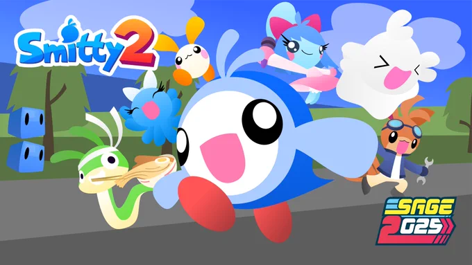 Smitty 2 promotional art for SAGE 2025!

Characters, clockwise from left:
Trevor the Slitherkin, Nana the Octopon, White Bunbunny, Tara the Notekin, female Yurelumi, Fred the Squirrepon, Smitty the Dropple