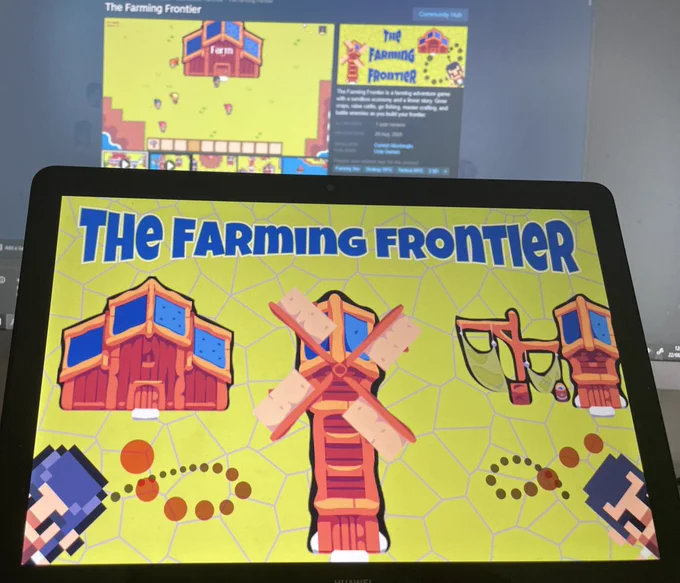Starting screen for The Farming Frontier on an Android tablet