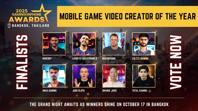 GamingonPhone Awards 2025 - Mobile Game Video Creator Of The Year Finalists