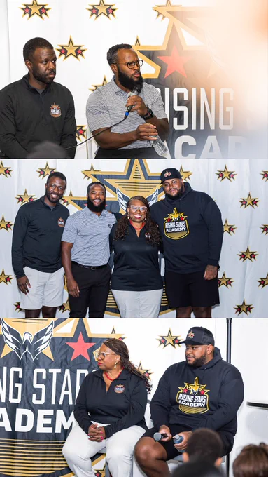 Photo collage from today's Caps Rising Stars Academy clinic featuring panelists Duante' Abercrombie, Jeff Smith, Doxie McCoy and Devante Smith-Pelly.
