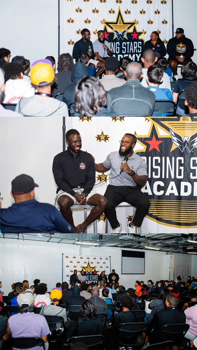 Photo collage from today's Caps Rising Stars Academy clinic featuring panelists Duante' Abercrombie, Jeff Smith, Doxie McCoy and Devante Smith-Pelly.