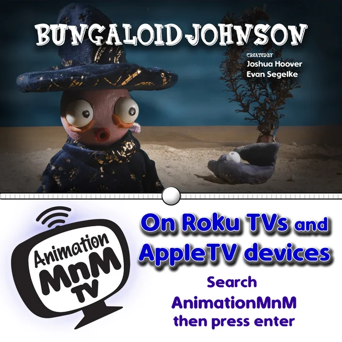 Bungaloid Johnson is created by
Joshua Hoover and Evan Segelke. Bungaloid Johnson can be seen on streaming platform AnimationmnM.