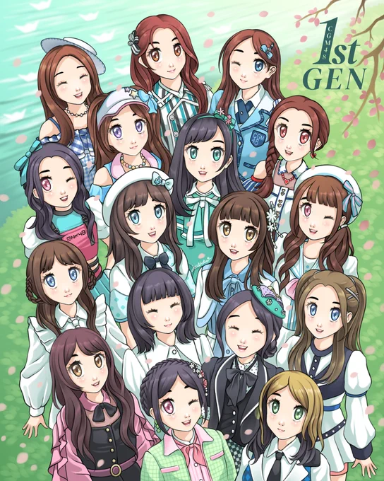 CGM48 1st Generation (Angel, Champoo, Fahsai, Jjae, Kaiwan, Kaning, Kyla, Latin, Marmink, Meen, Mei, Nena, Nenie, Pim, Ping, Punch, Sita). Fanart by Jocatchstar