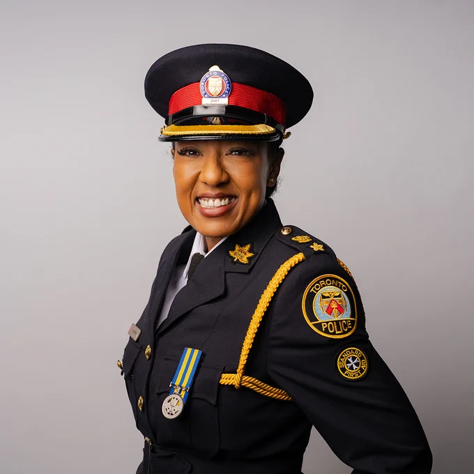 Chief Superintendent Kelly Skinner in full Toronto Police Service uniform smiling at the camera.
