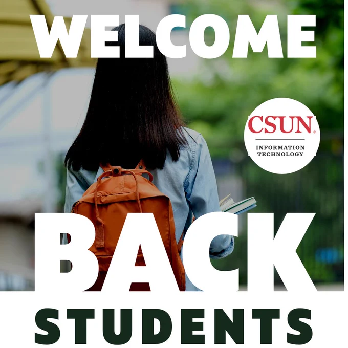 A student wearing a backpack. Welcome back, students. 