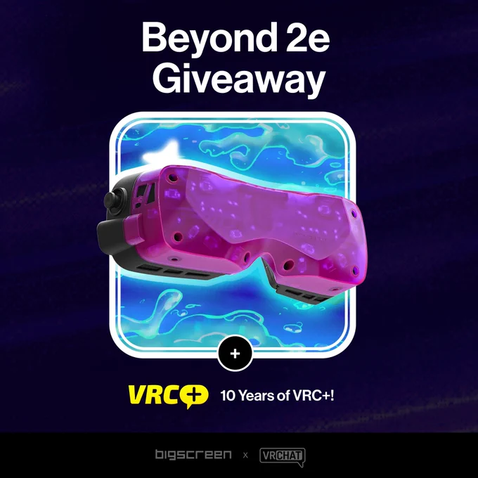 1 VRChat Edition Bigscreen Beyond 2e pictured, with a "10 Years of VRC " at the bottom