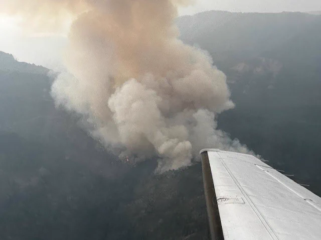 Smoke visible from an airplane
