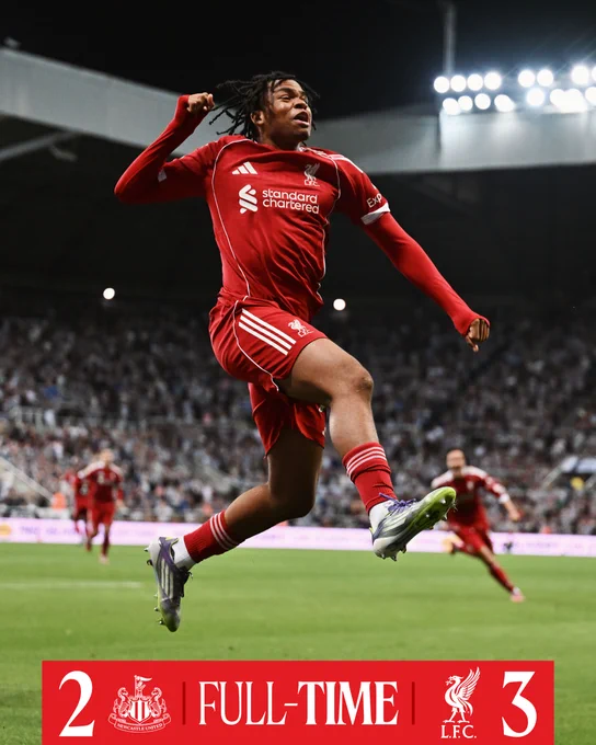 Full-time graphic for Newcastle vs Liverpool.

The final score is Newcastle 2-3 Liverpool.