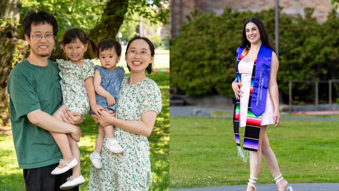 LEFT:
Jackson School Ph.D. candidate Lina Wang and her family.

RIGHT:
Jackson School M.A student Milan Hortencia Suárez.