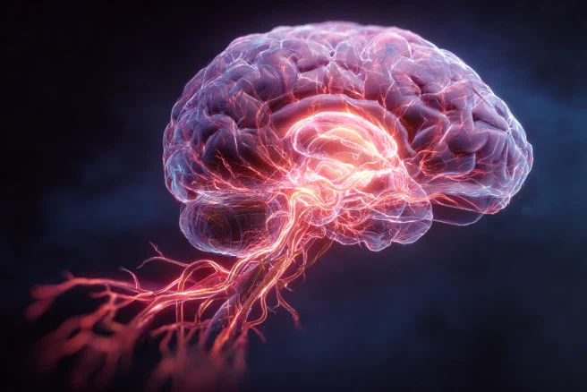 This shows a brain and blood vessels.