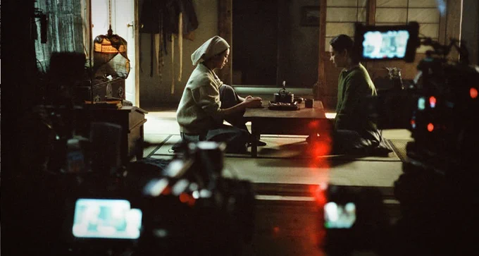 Behind-the-scenes photo of the cast and crew of the Apple TV show 'Pachinko', which is shot by Film Independent Project Involve Fellow Ante Cheng. Cheng is nominated for an Emmy in cinematography.