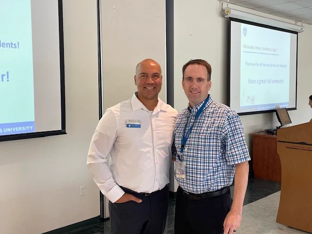 Dean Rousseau pictured with Dr. Mike Markee during the SLU Doisy College of Health Sciences Fall College Kickoff and State of the College address on August 19, 2025 on the campus of Saint Louis University