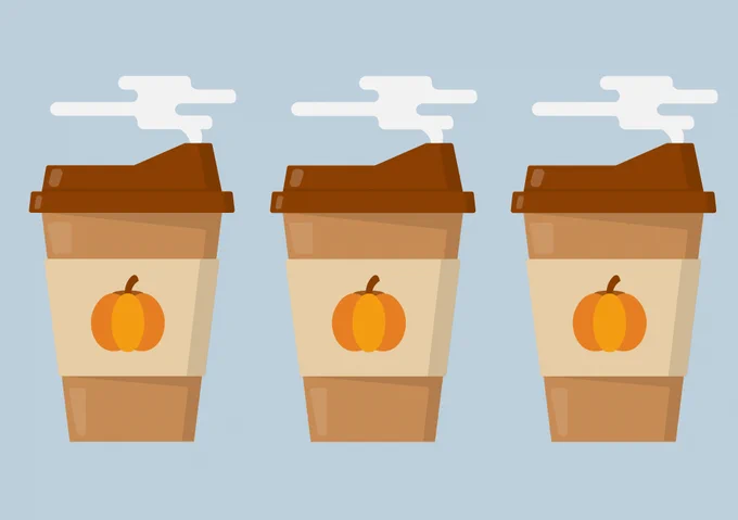 Graphic of 3 pumpkin spice latte cups.