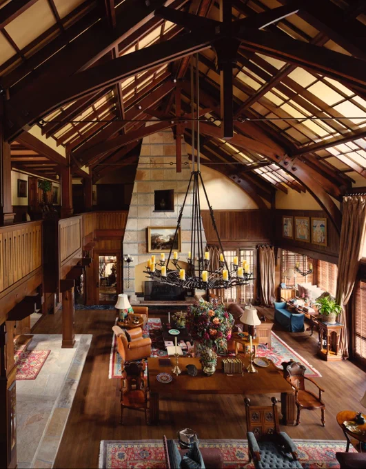 A giant room in their house. A cabin look but with huge vaulted ceilings.
