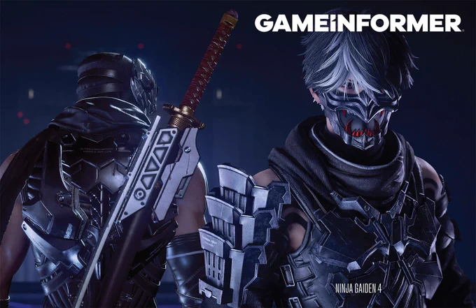 The cover art for the next issue of Game Informer magazine. The Ninja Gaiden 4 issue features new protagonist, Yakumo, on the cover, with longtime series protagonist, Ryu Hayabusa, on the back.