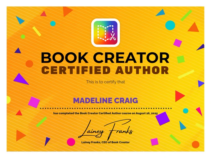 Certificate for Book Creator Certified Author