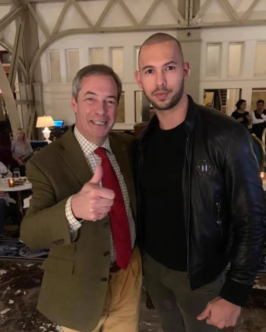 Image of Nigel Farage with his arm around Andrew Tate