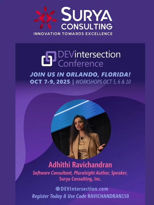 Adhithi Ravichandran speaking at Dev Intersection, Orlando Florida